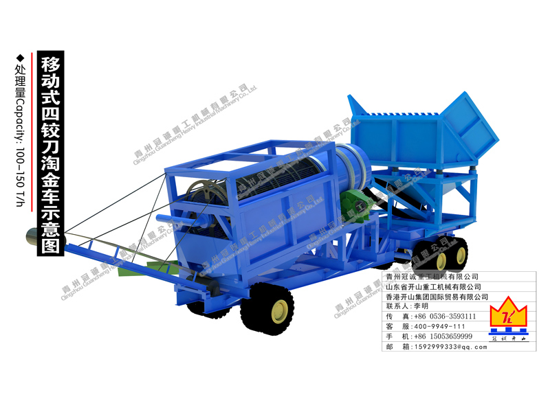 帶絞泥筒移動淘金車